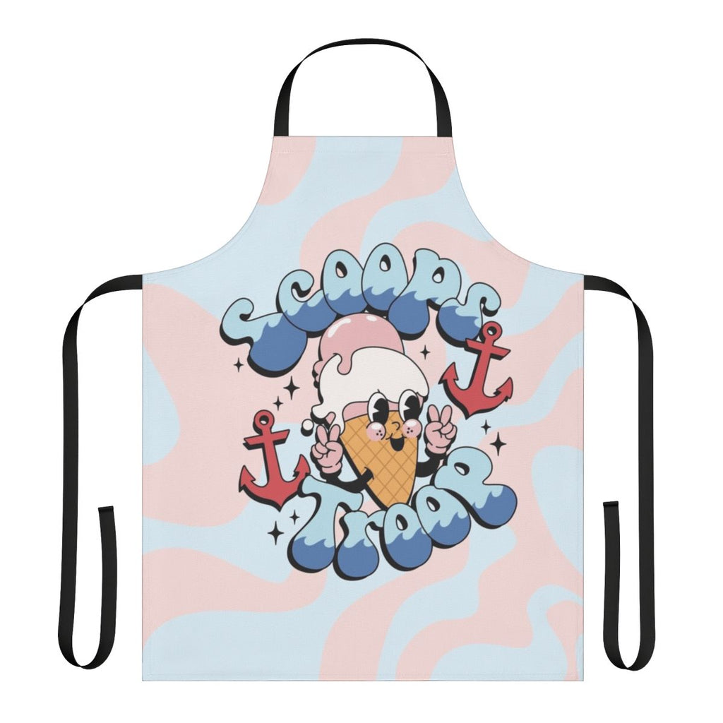 Stranger Things themed apron featuring the Scoops Troop characters