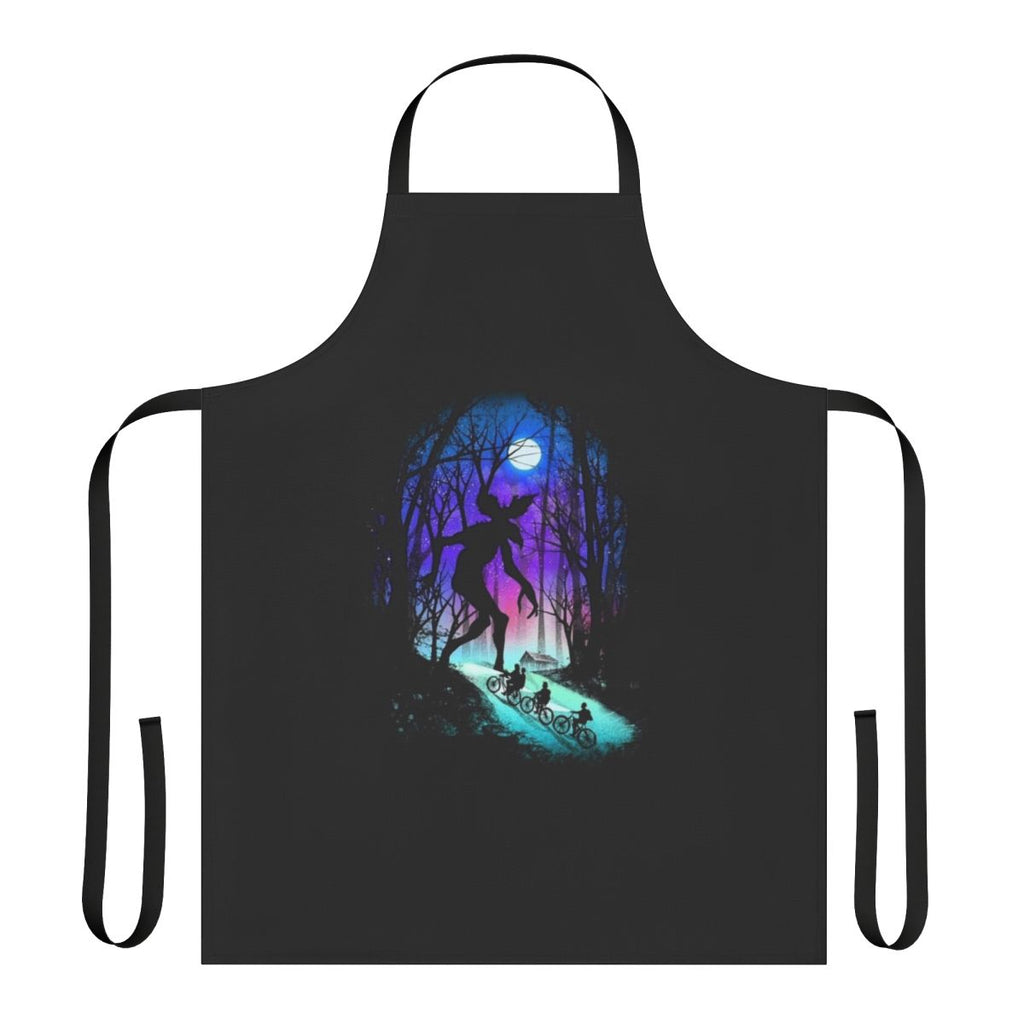 Stranger Things-themed cooking apron featuring the iconic Demogorgon character