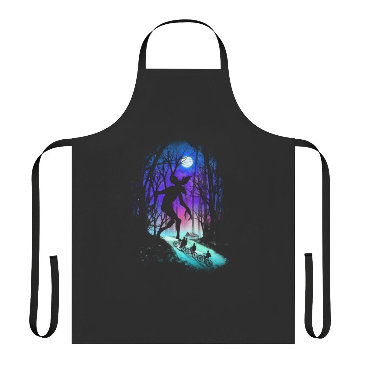 Stranger Things-themed cooking apron featuring the iconic Demogorgon character