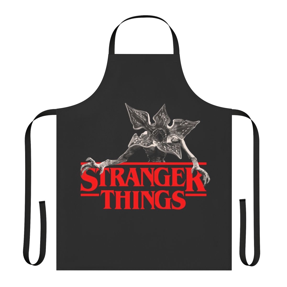 Stranger Things Demogorgon-themed vector graphic kitchen apron