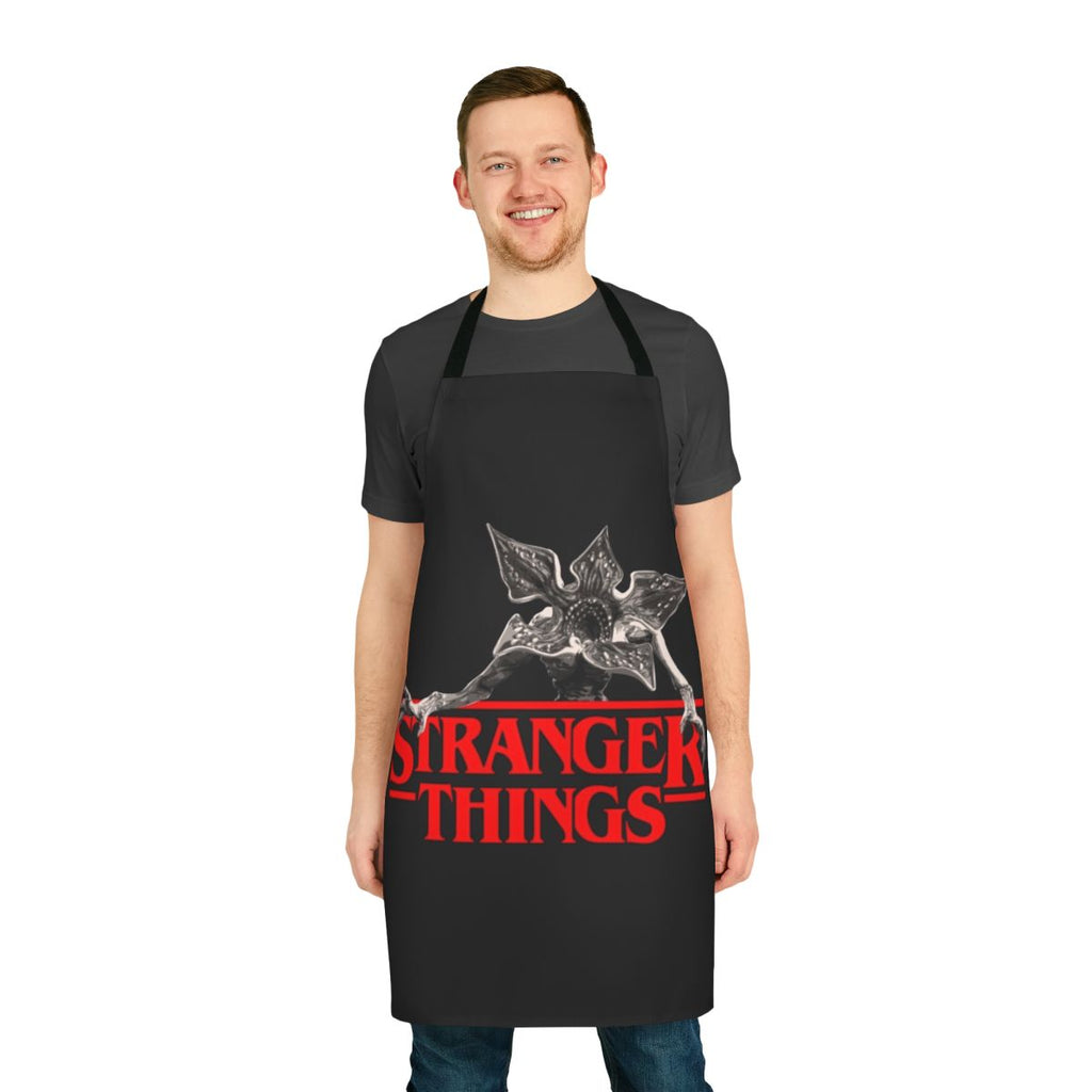 Stranger Things Demogorgon-themed vector graphic kitchen apron