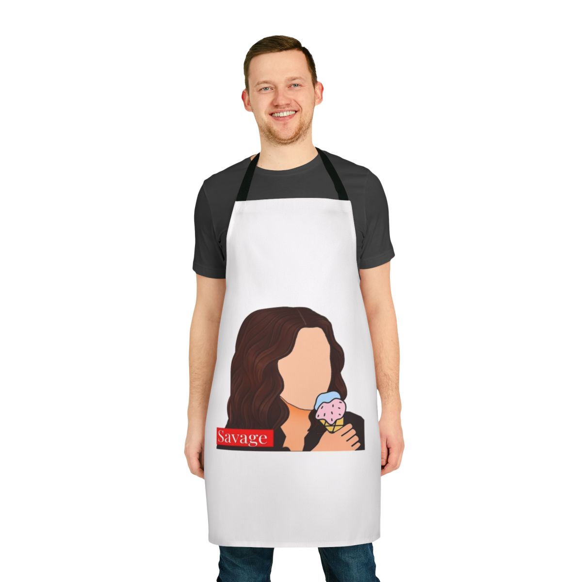 Stranger Things-inspired apron featuring characters Eleven and Max