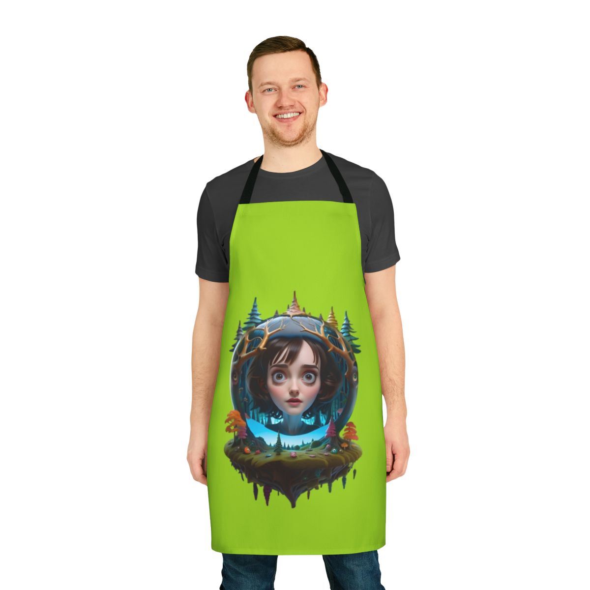 Stranger Things Inspired Joyce Byers Apron with Forest and Upside Down Elements