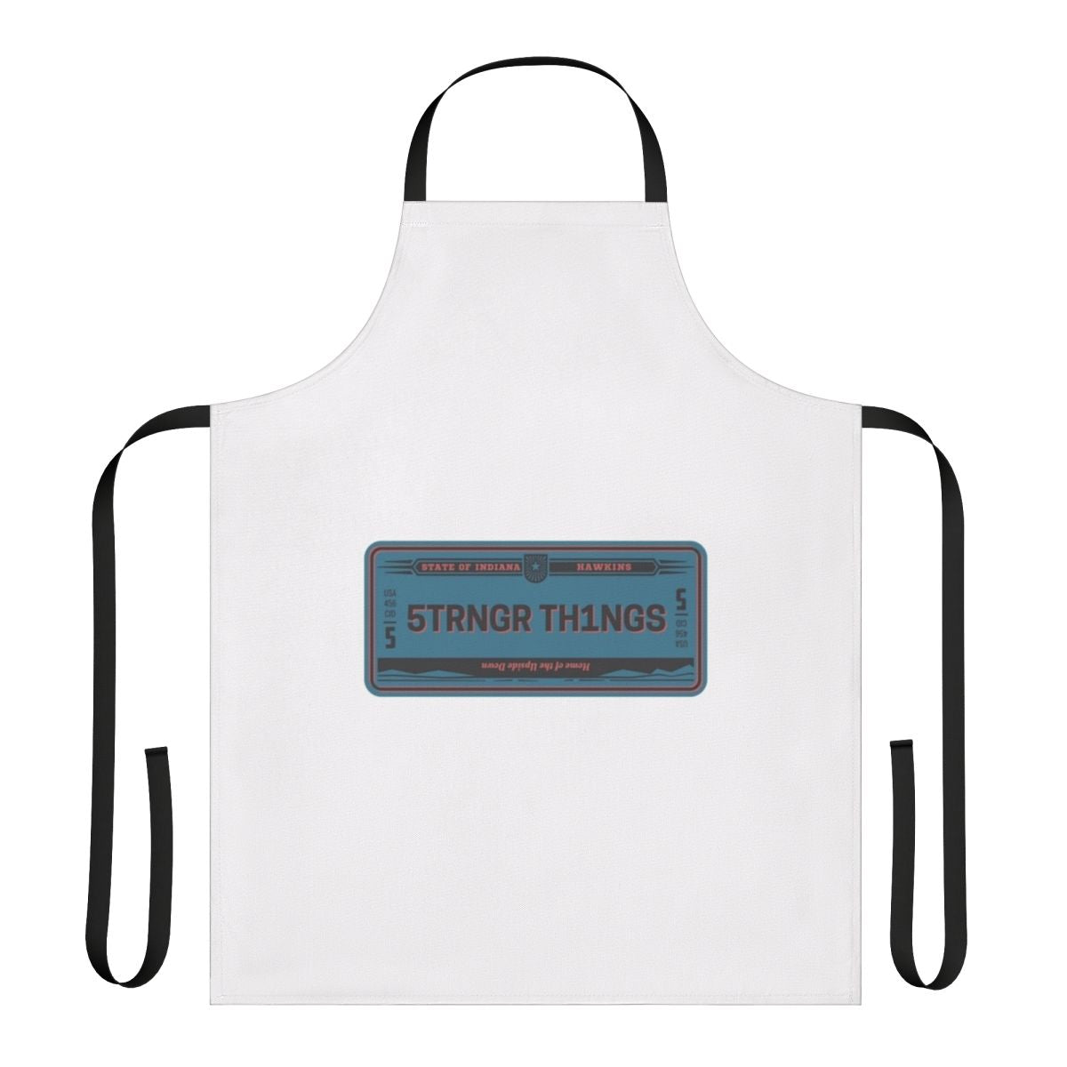 Stranger Things themed apron featuring a license plate design