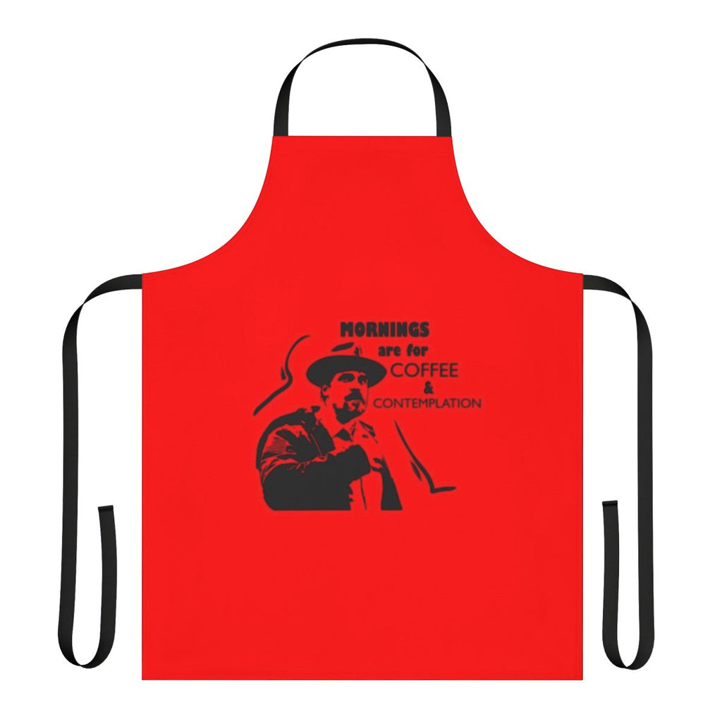 Stranger Things fan art inspired apron with the phrase "Mornings Are For Coffee And Contemplation"