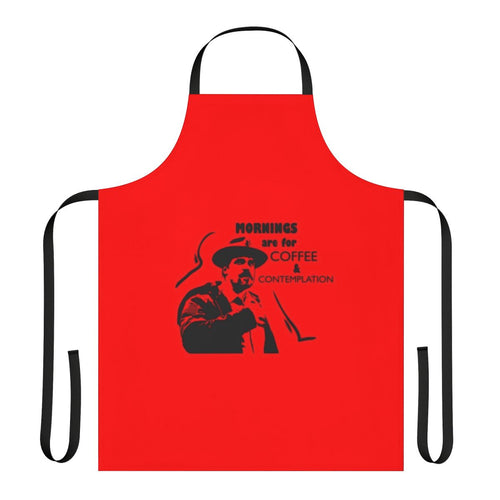 Stranger Things fan art inspired apron with the phrase "Mornings Are For Coffee And Contemplation"