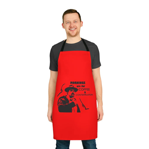 Stranger Things fan art inspired apron with the phrase "Mornings Are For Coffee And Contemplation"