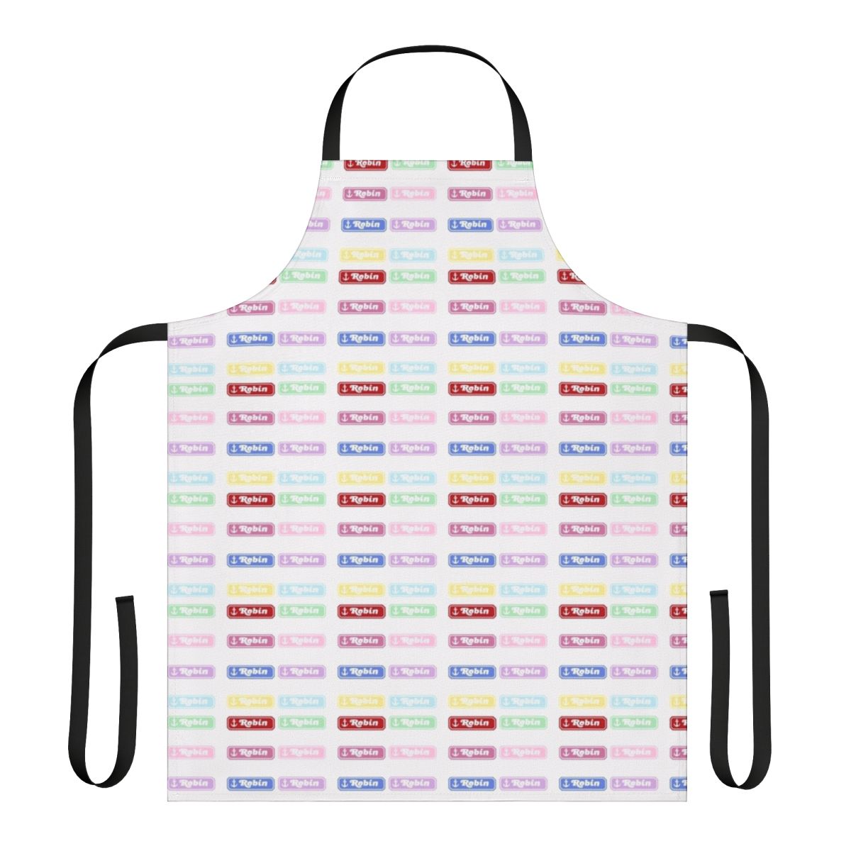 Stranger Things themed apron featuring Robin Buckley's name tag design