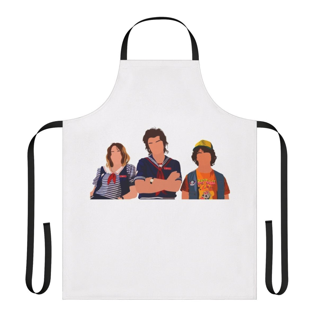 Stranger Things Scoops Ahoy themed apron featuring characters and imagery from the popular Netflix series