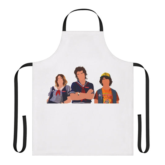 Stranger Things Scoops Ahoy themed apron featuring characters and imagery from the popular Netflix series