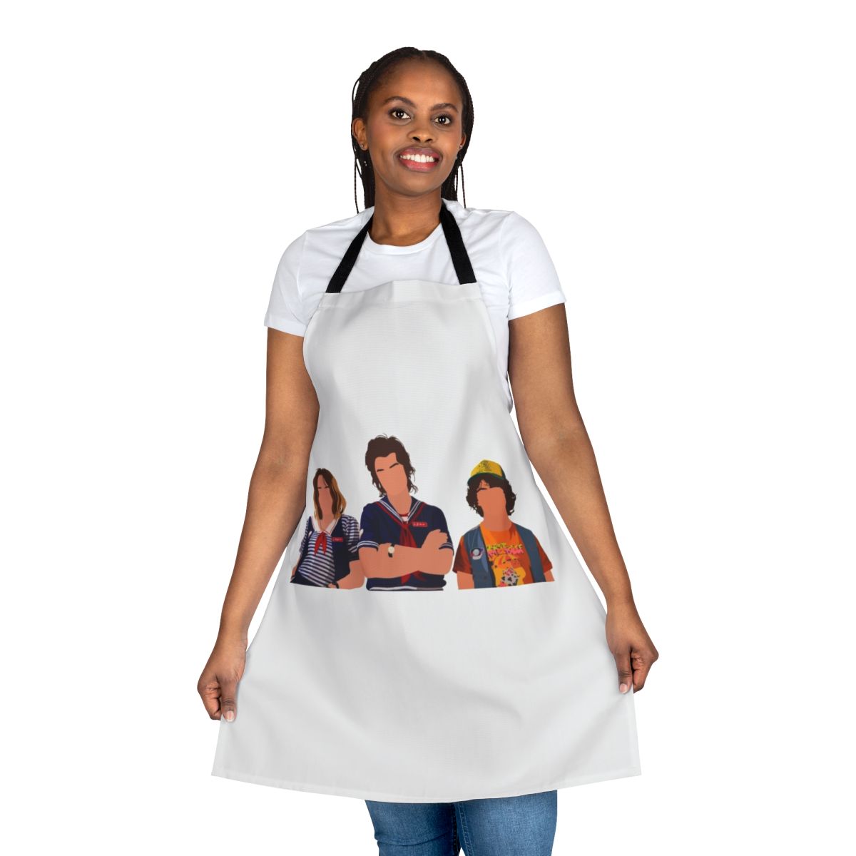 Stranger Things Scoops Ahoy themed apron featuring characters and imagery from the popular Netflix series