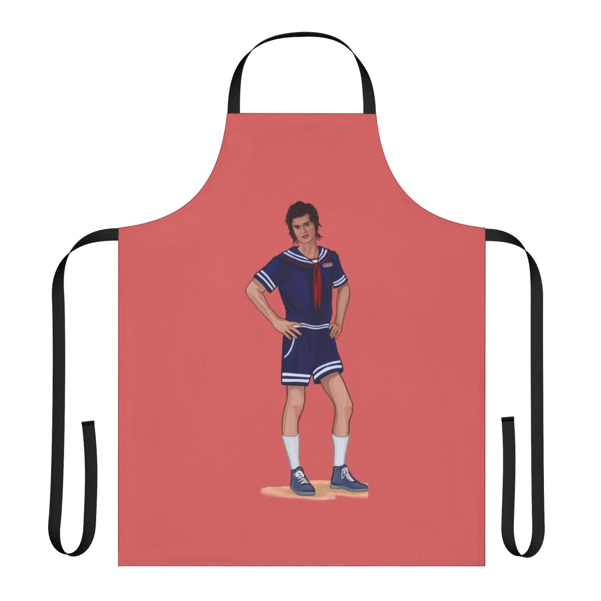 Stranger Things inspired Steve Harrington apron with Scoops Ahoy logo