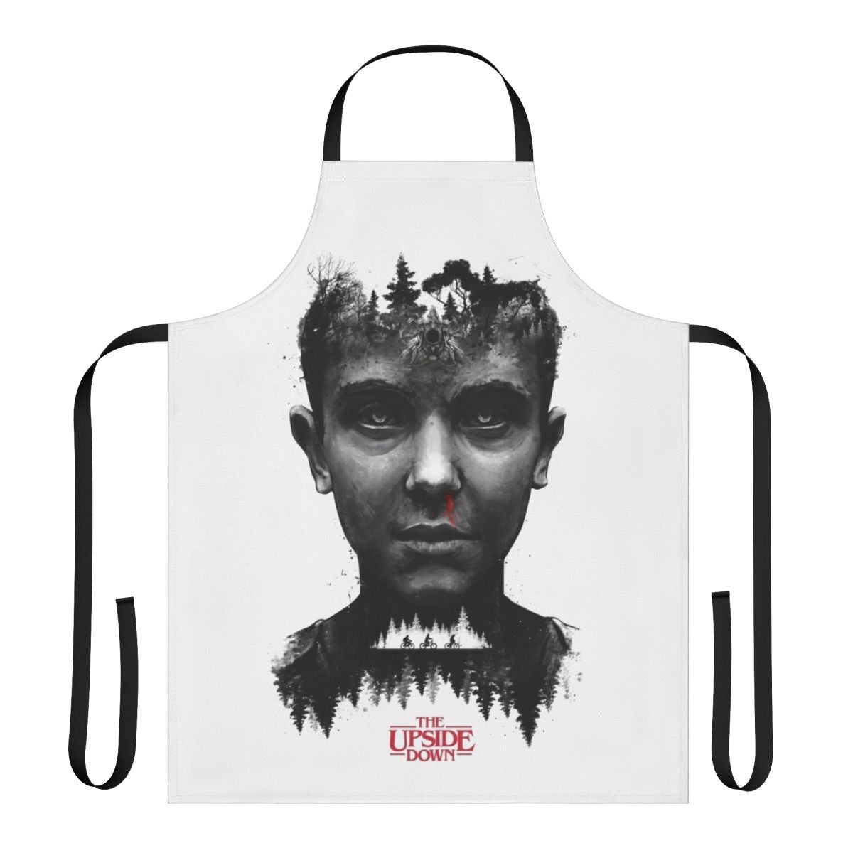 Stranger Things inspired surreal, fantasy-themed apron with a dark, horror-like design