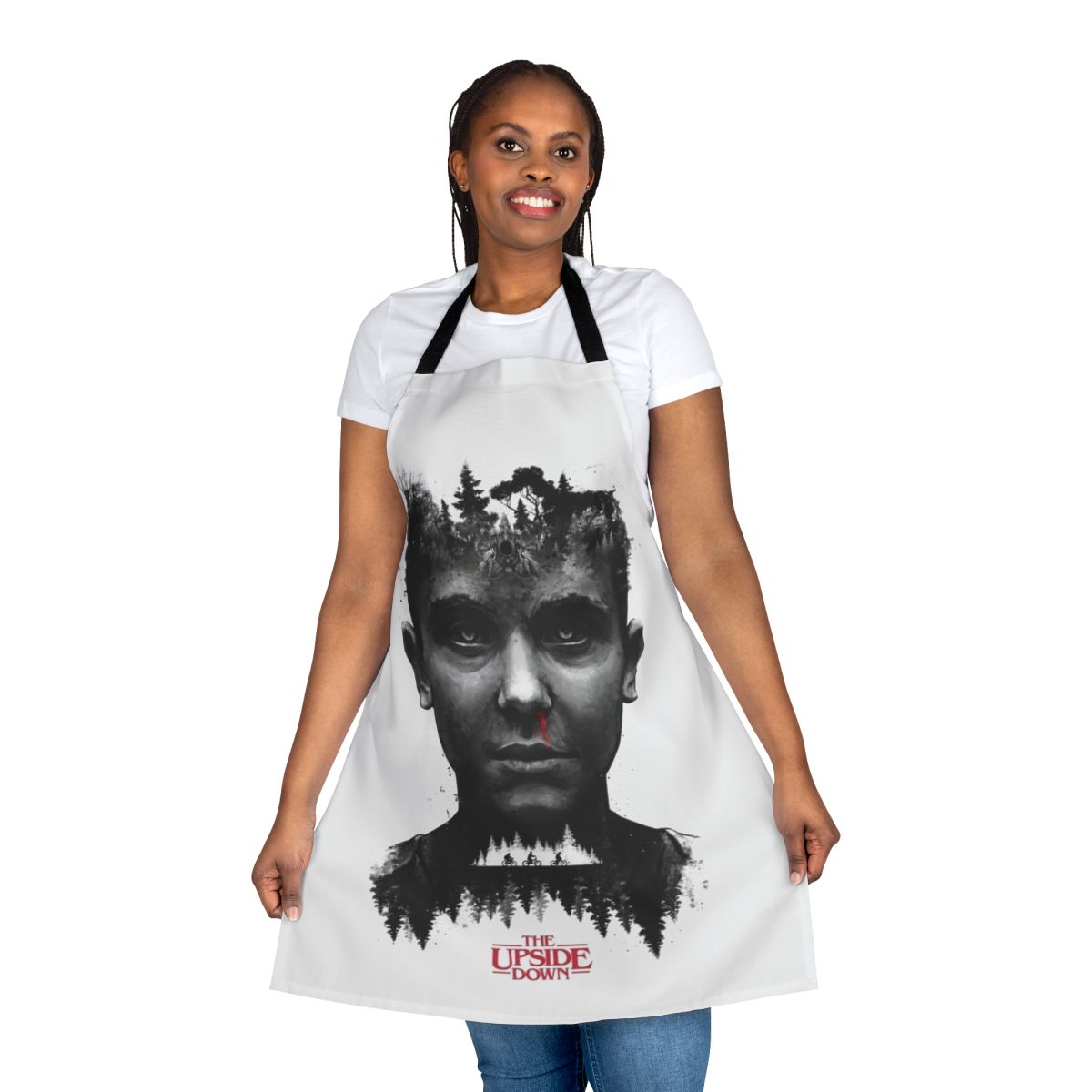 Stranger Things inspired surreal, fantasy-themed apron with a dark, horror-like design
