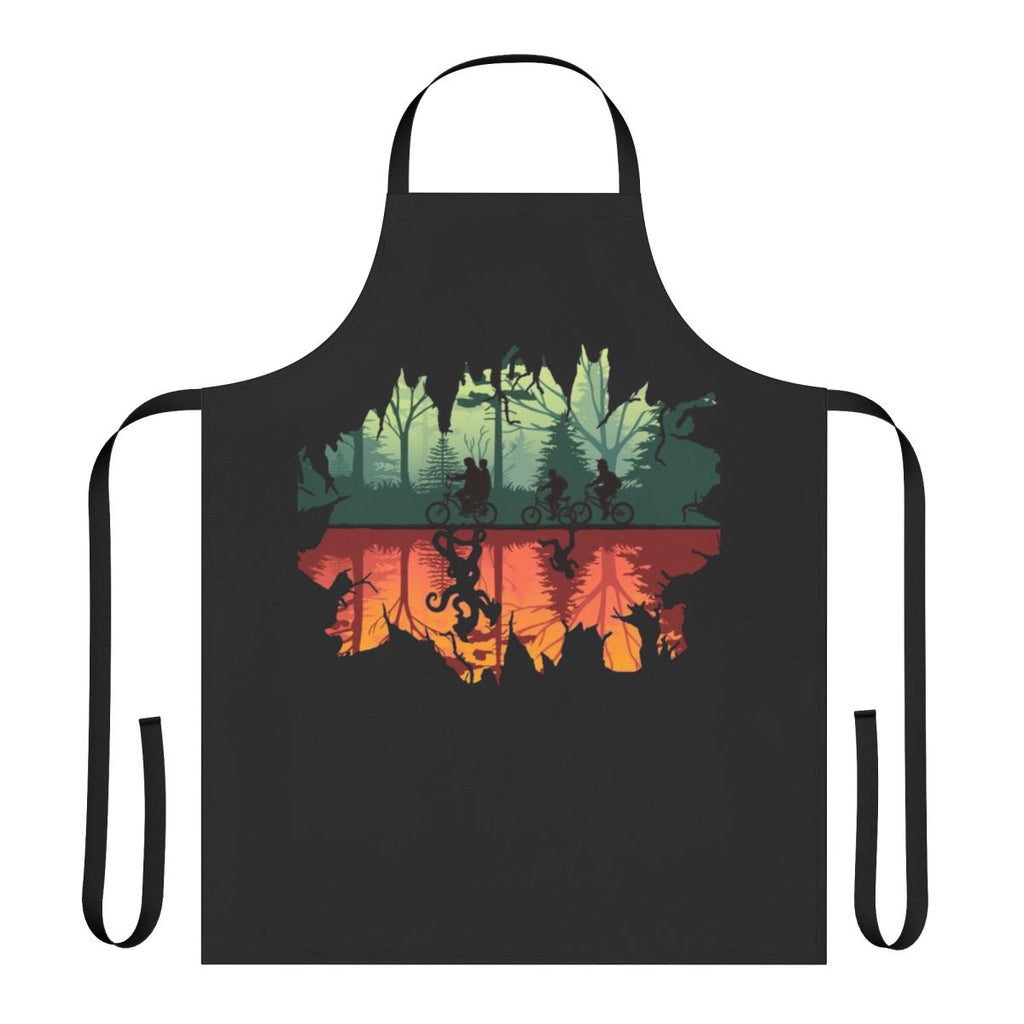 Stranger Things inspired upside down apron with demogorgon and 80s style graphics