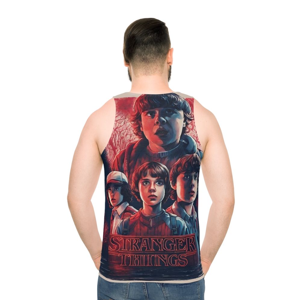 Stranger Things inspired unisex tank top featuring characters and elements from the show
