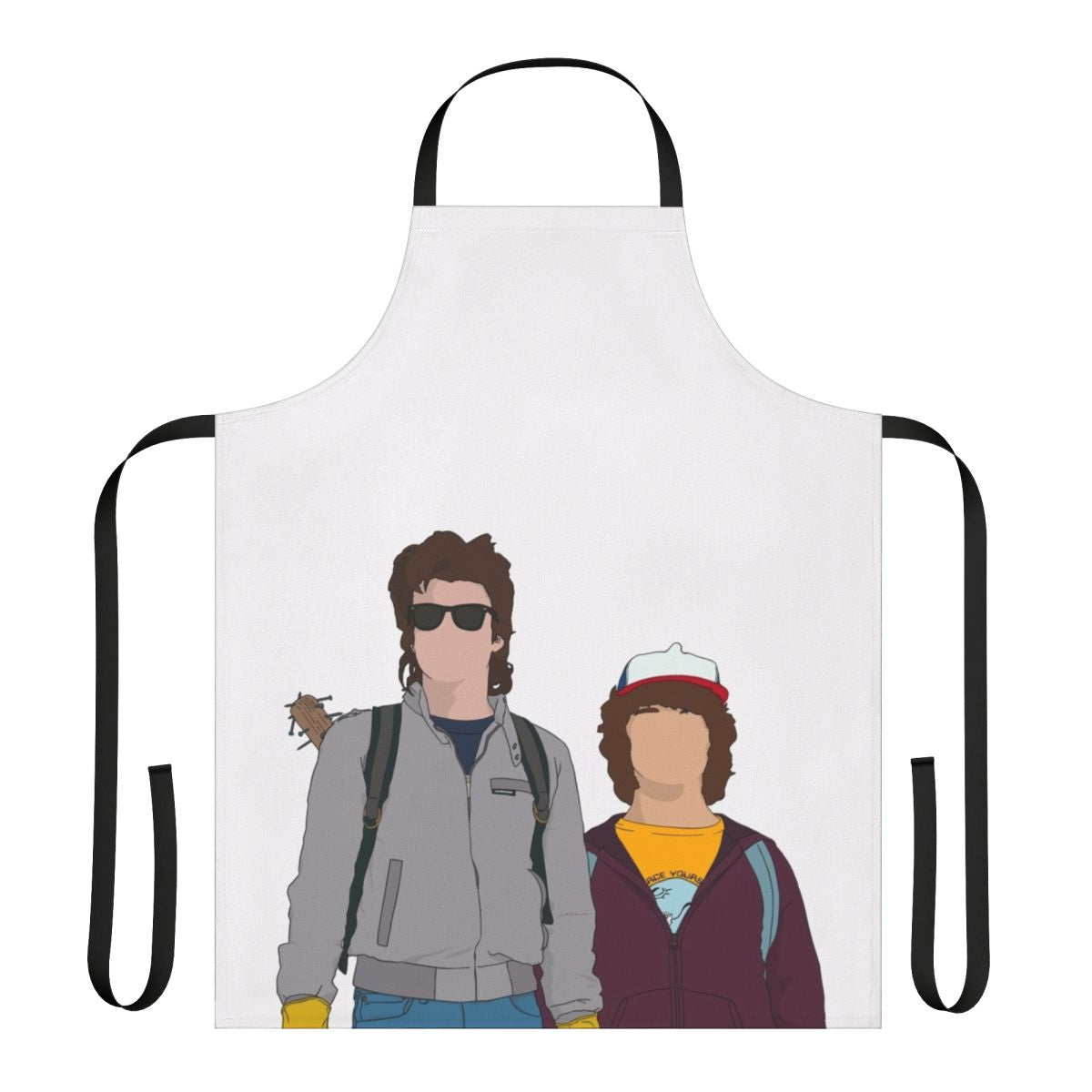 Stranger Things themed apron featuring Dustin and Steve characters