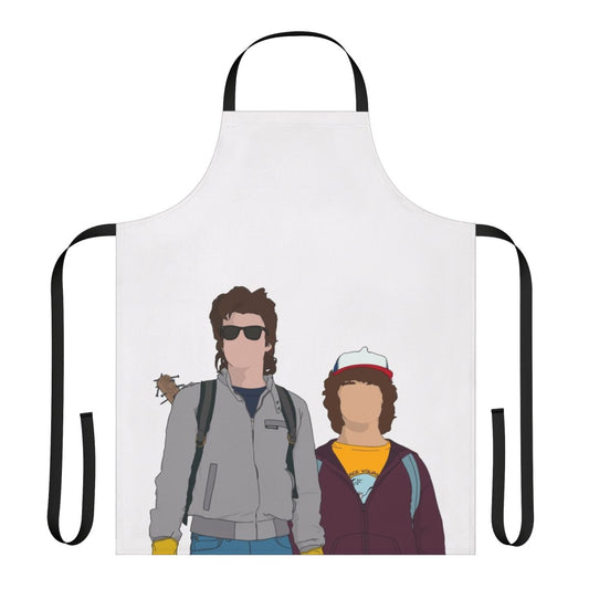 Stranger Things themed apron featuring Dustin and Steve characters
