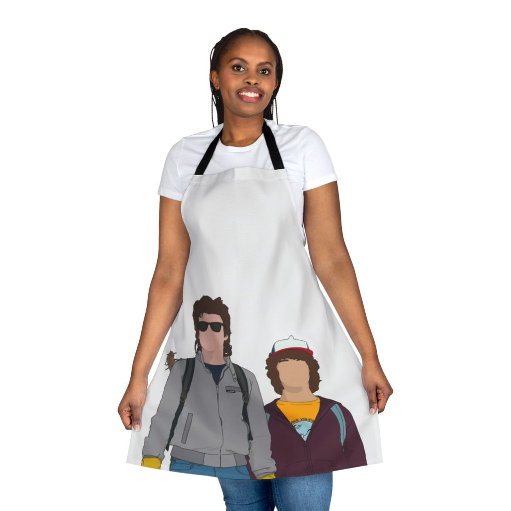 Stranger Things themed apron featuring Dustin and Steve characters