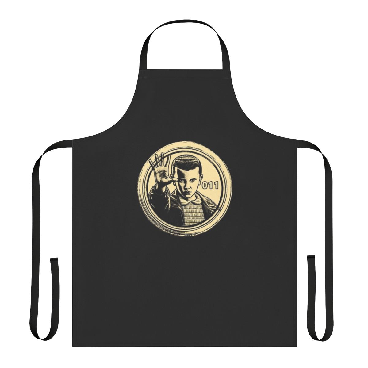 Stranger Things themed apron with iconic characters and imagery