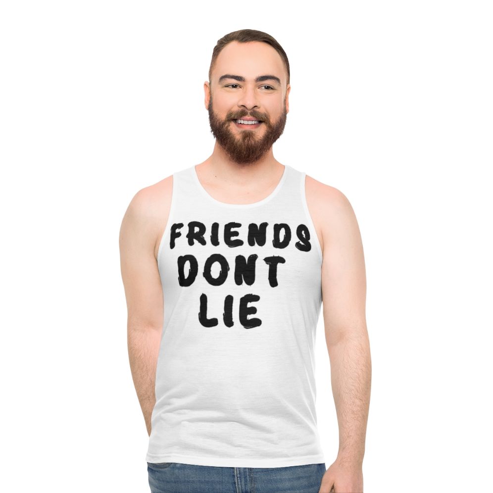 Stranger Things Unisex Tank Top with "Friends Don't Lie" Design