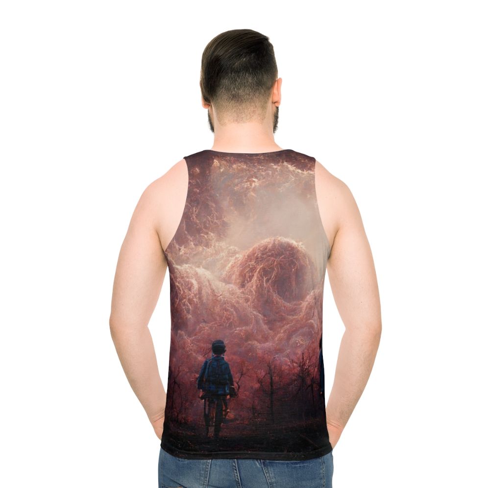 Stranger Things Unisex Tank Top with Upside Down Clouds of Chaos Design