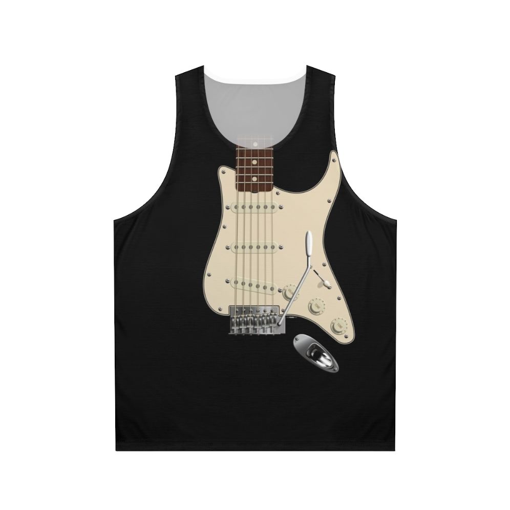 Strat style guitar digital illustration on a unisex tank top