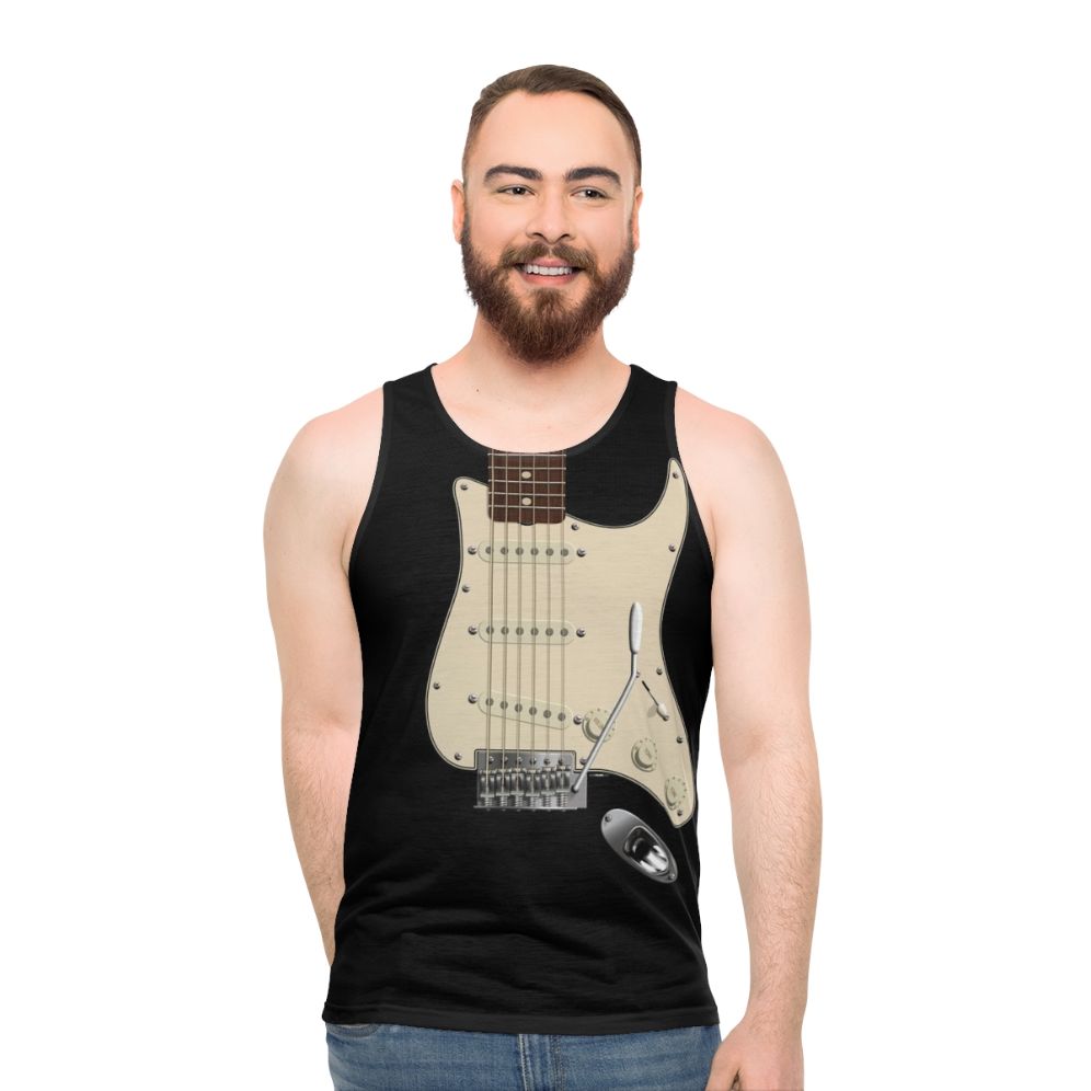 Strat style guitar digital illustration on a unisex tank top
