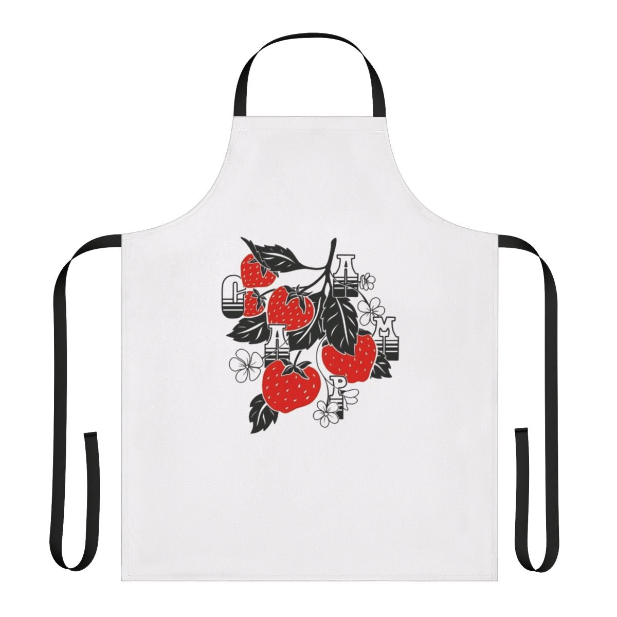 Strawberry apron featuring Caamp's iconic album artwork