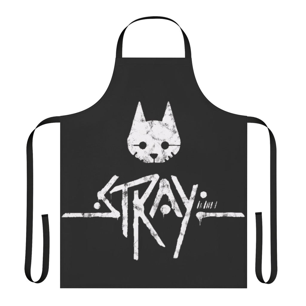 Stylized cat logo design apron inspired by the Stray video game