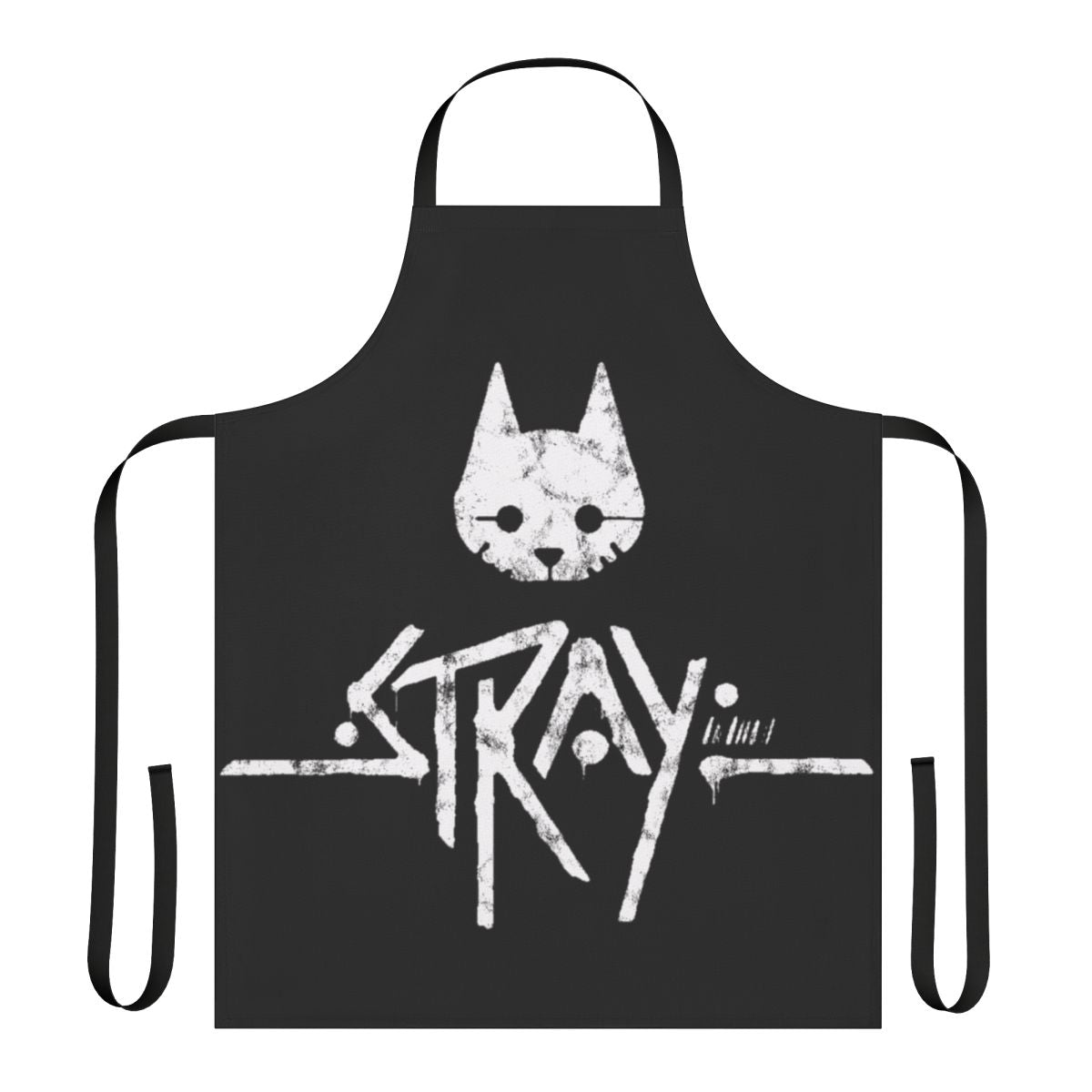 Stylized cat logo design apron inspired by the Stray video game