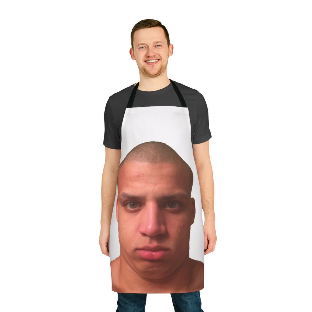 Streamer-inspired novelty apron featuring tyler1 selfie