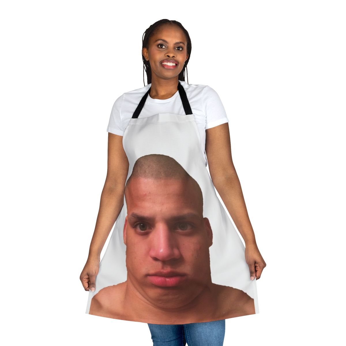 Streamer-inspired novelty apron featuring tyler1 selfie