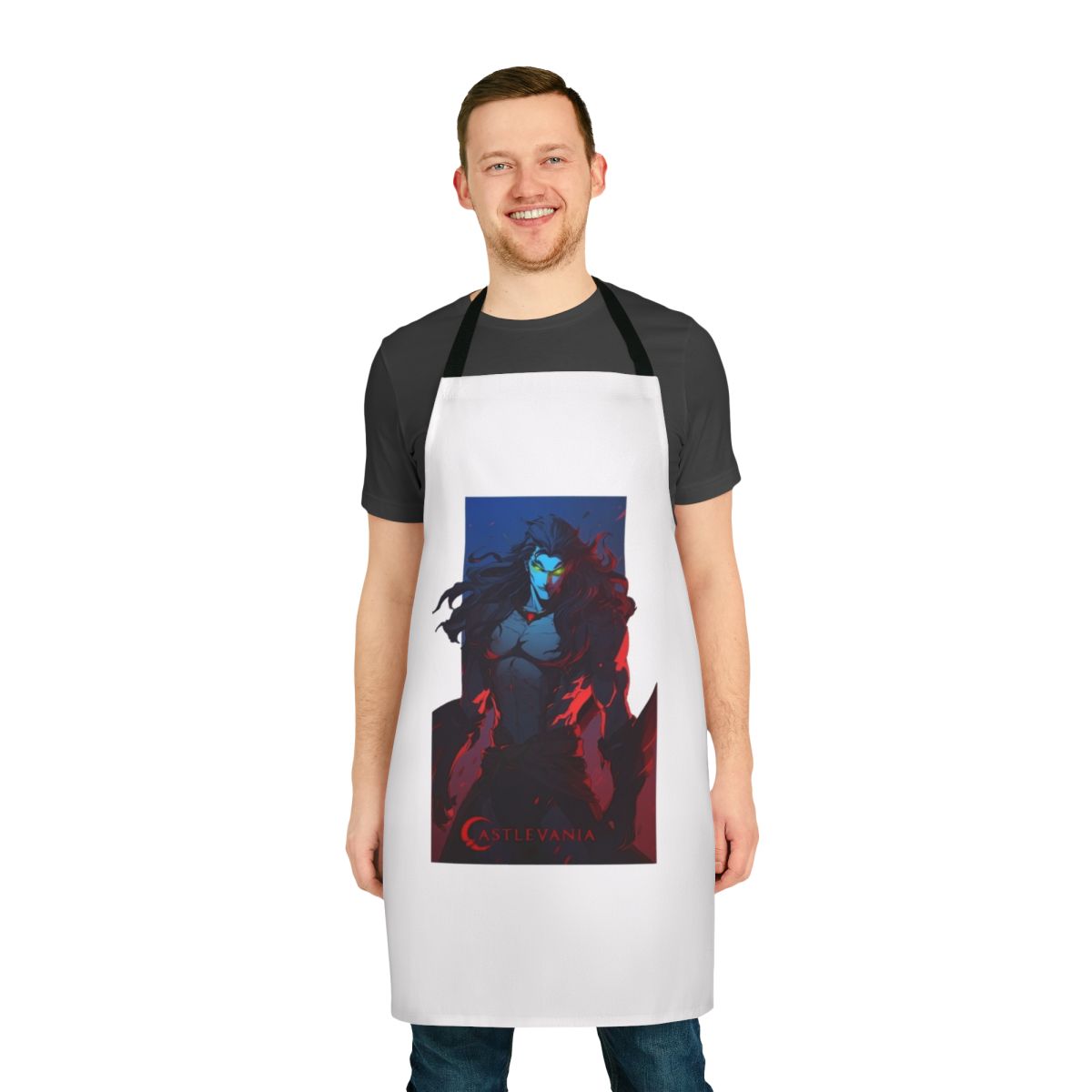 Castlevania Striga full body sticker apron featuring the Striga character from the Castlevania Netflix series