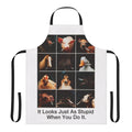 Anti-smoking awareness apron featuring smoking animals with the message "It looks just as stupid when you do it"
