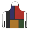 A vibrant color block apron in a modern, geometric design inspired by the iconic art of Piet Mondrian.