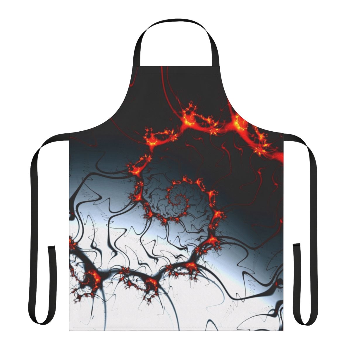 Striking fractal apron with a fiery, abstract design