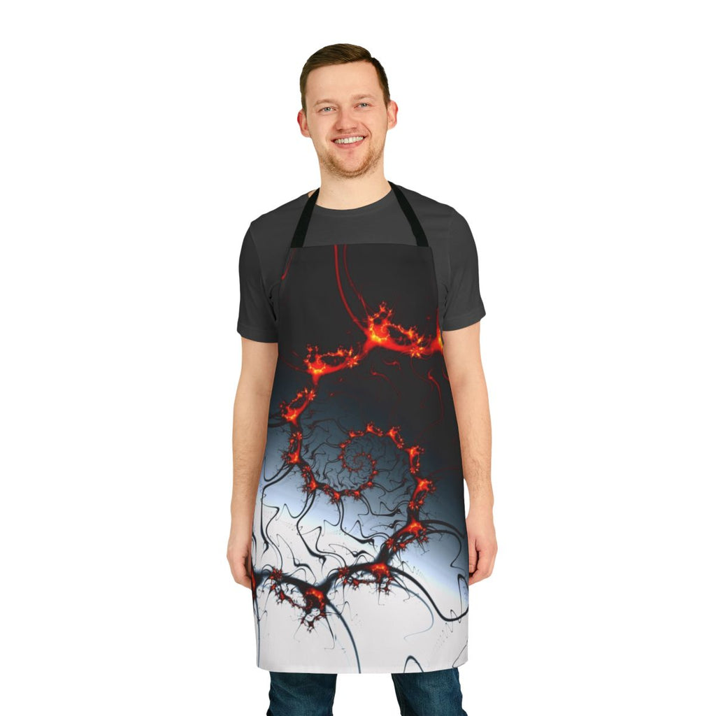 Striking fractal apron with a fiery, abstract design