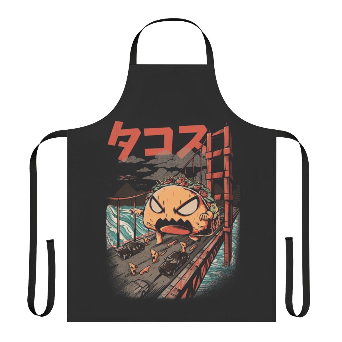 Kaiju-inspired apron with a bold monster design