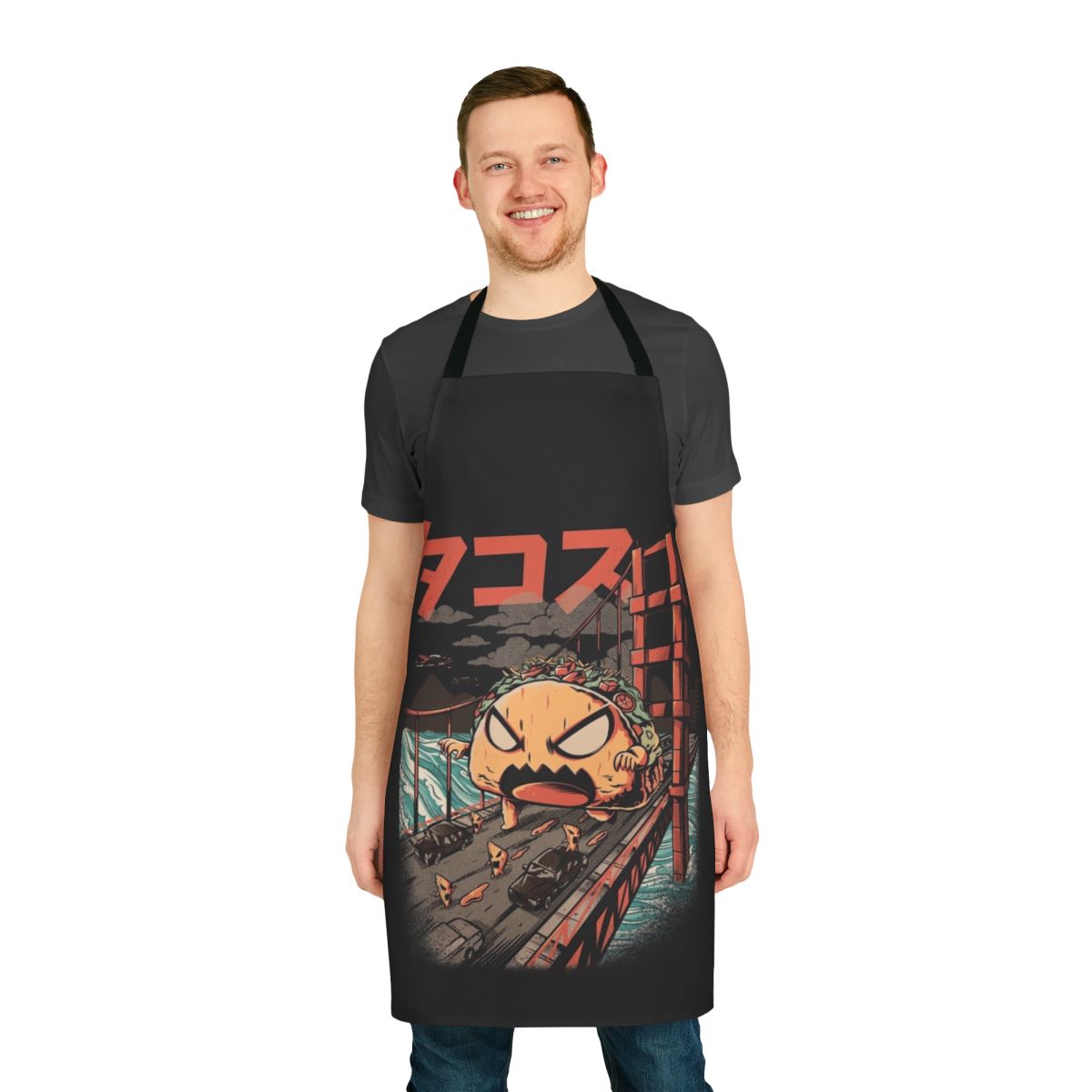 Kaiju-inspired apron with a bold monster design