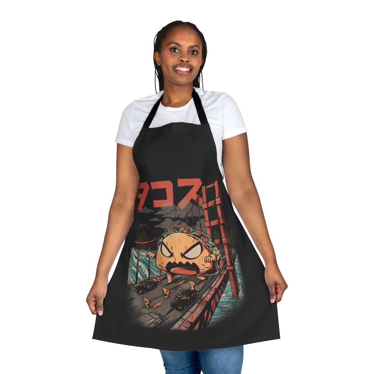 Kaiju-inspired apron with a bold monster design