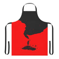 A stylish black and red apron featuring a silhouetted design with a sword, smoke, and the letters "SOS" - a bold, horror-inspired look perfect for the apocalypse.