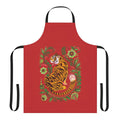 Colorful tiger-themed folk art apron for the kitchen