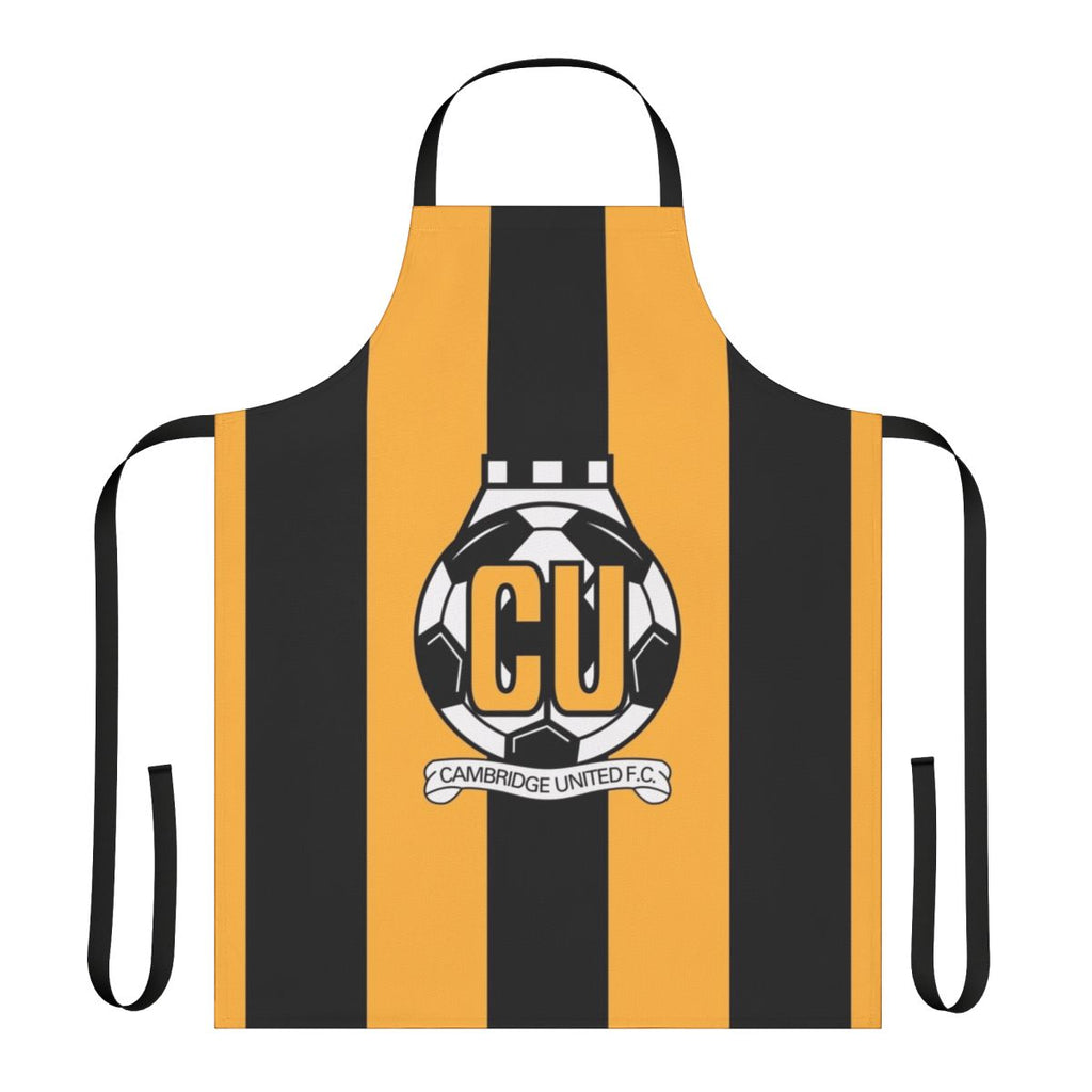 Striped apron with Cambridge United FC inspired logo design