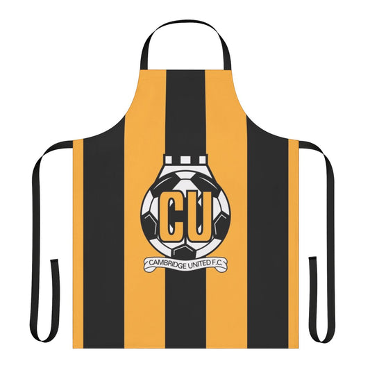 Striped apron with Cambridge United FC inspired logo design