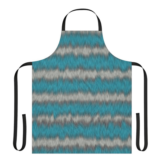 Colorful striped apron featuring a graphic of the Cheshire Cat from Alice in Wonderland
