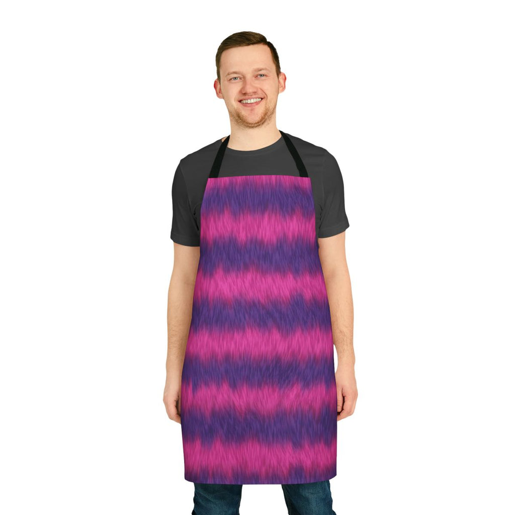 Striped apron featuring the Cheshire Cat from Alice in Wonderland