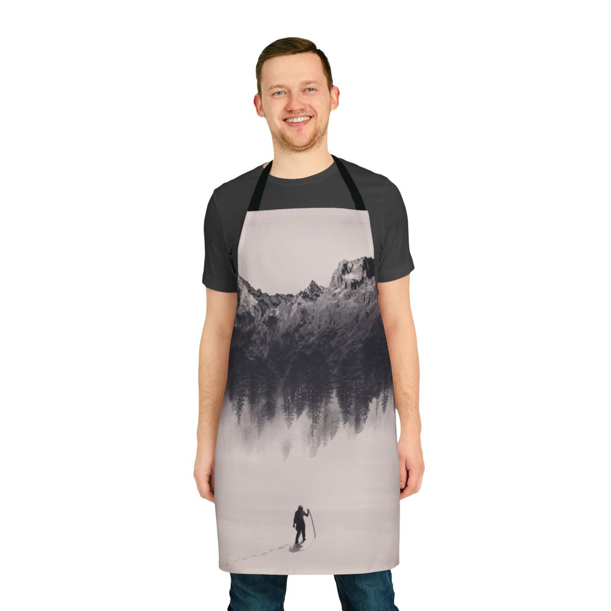 Stylish adventure apron featuring a nature-inspired double exposure design