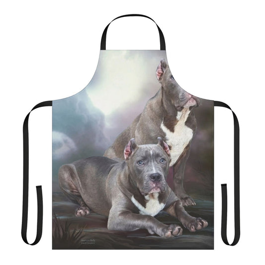 Vibrant painting of an American Bully dog on a high-quality apron