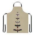 Colorful illustrated apron featuring various Australian bird species like the wedge-tailed eagle, rosella, fairy-wren, and more.
